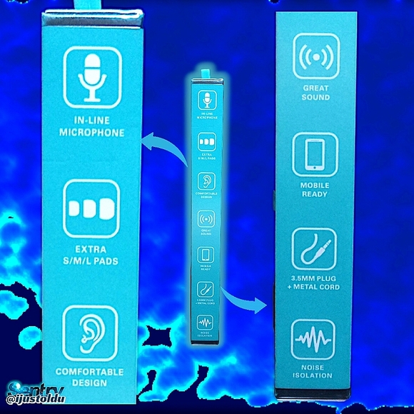 Sentry MICRO Stereo In-Ear Buds with Mic | Teal | Deluxe Tangle-Free Cord - Picture 8 of 13